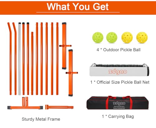 Image of Zdgao Portable Pickleball Net with Pickleballs and Carry Bag for Driveway