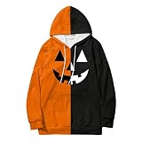 Sudaderas con capucha de Halloween para hombre, con diseño de Jack O' Lantern, con cara de calabaza, manga larga, con bolsillo, Naranja 1, M