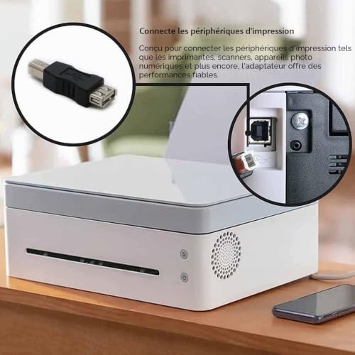 VISSQH 5 Pièces Adaptateur Mini USB A,Connecteur Adaptateur USB 2.0 A Femelle vers USB B mâle,USB A Imprimeur convertisseur Connecteur,pour imprimante,Scanner,etc. – vue 4