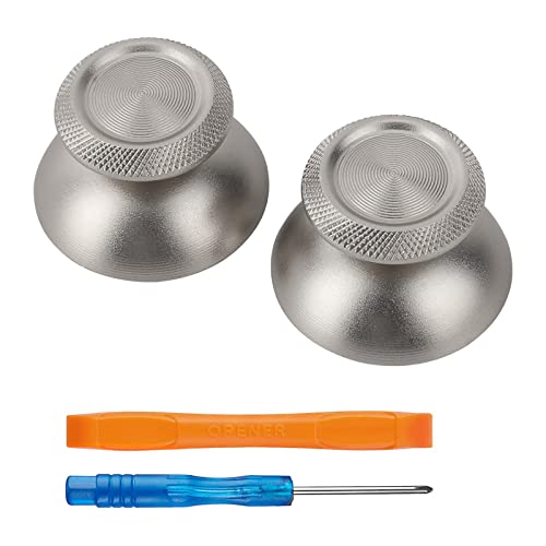 TOMSIN Metal Thumbsticks Replacement Kit for PS5 Controller - Aluminum Joysticks Accessories Compatible with Dualsense Controller (Silver) Cover