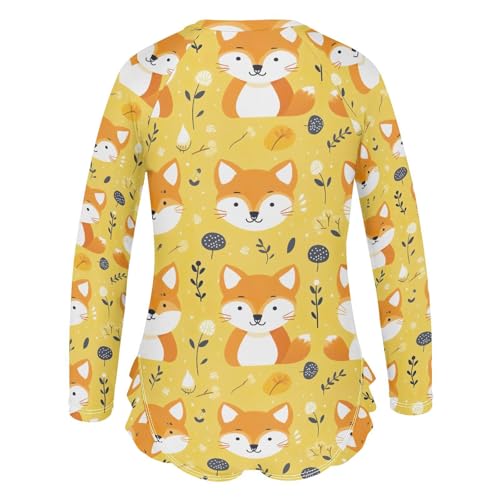 Cute Fox Autumn Fall Girls Long Sleeve Swimsuit UPF 50+ Rashguard Swimwear One Piece Bathing Suit for 3-12 212168112