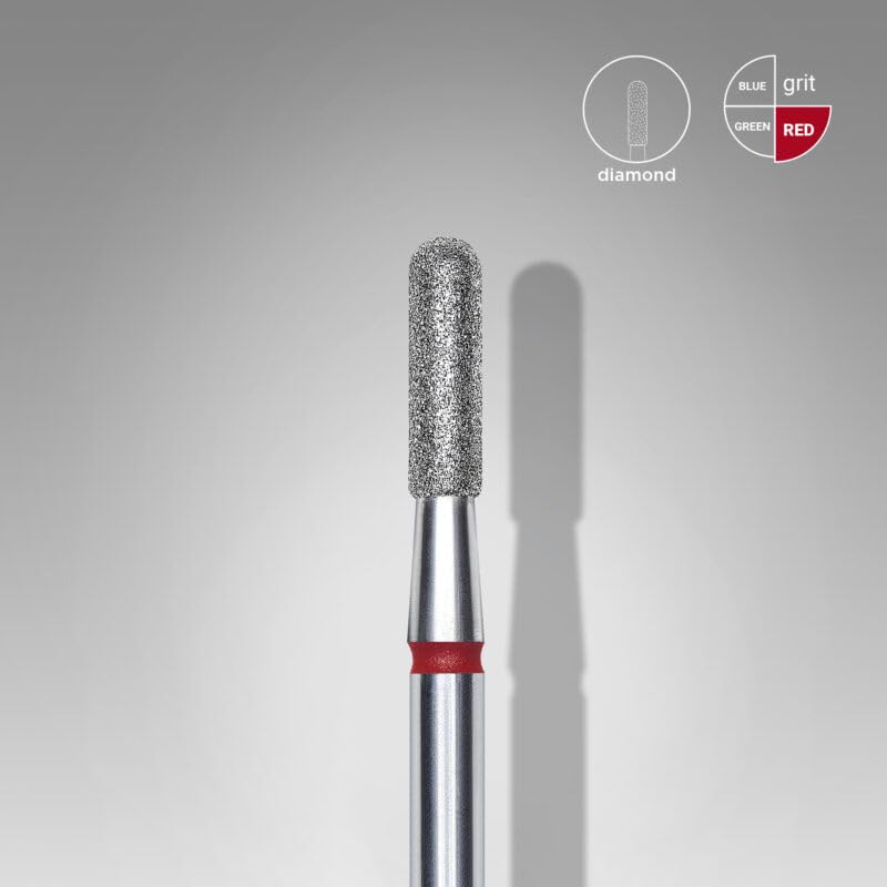 STALEKS PRO Set of 3 Diamond Nail Drill Bits 2.3 x 8 mm Round Cylinder Shape (Fine Grit), Silver, Grano Fino - Image 2