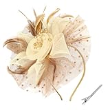 Fascinators Hats for Women Tea Party Vintage Hat Fascinator Headband Flower Hat Fascinator Hats Feather Headband Tea Party Accessories for Women Girls Khaki