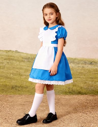 Disfraz infantil de princesa para niñas, vestido azul miniatura 5