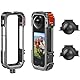 AMAZEAR Aluminiumrahmen-Käfigkit für Insta 360 X4, Metall-Multifunktions-Utility-Rahmengehäuse für Insta 360 X4 Zubehörkit, Silikon-Linsenschutzkappe