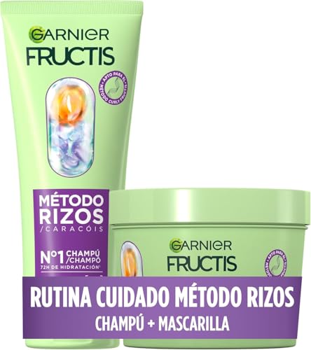 Garnier Fructis Pack Champú Método Rizos, 200 ml + Garnier Fructis Mascarilla Capilar Método Rizos, 370 ml
