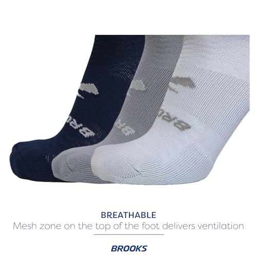 Brooks Run-In No Show Socks I Men & Women Performance Athletic Running Socks I Comfort Fit (3-Pack Set)4