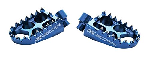 Lavorato a CNC. SCAR Pedane Maggiorate Ergal Compatibile con KAWASAKI KX 65 85 98-22 - Blu