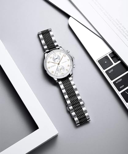 Image of BINLUN Stainless Steel Watch Band, Metal Watch Strap for Men Women Replacement with Double-Lock Deployment Clasp Polished Watch Bracelet Silver Black Gold Rose-gold 18 /19 /20 /21 /22 /24mm