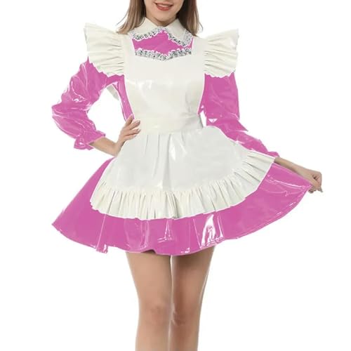Vestidos de sirvienta de manga larga para fiestas temáticas y cosplay de látex