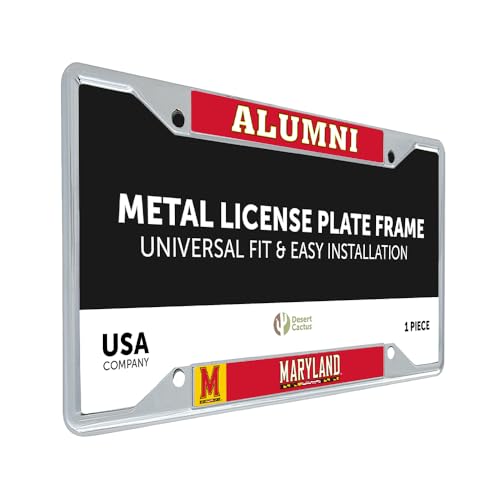 Desert Cactus University of Maryland Terrapins UMD Terps Metal License Plate Frame for Front or Back of Car Officially Licensed (Alumni)