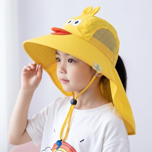 Image of SYGA Children's Cute Pink Bunny Sun Hat UPF 50+ Wide Brim UV Protection Bucket Hat, Lightweight Breathable Summer Beach Fishing Hat for 3-10 Years Boys & Girls