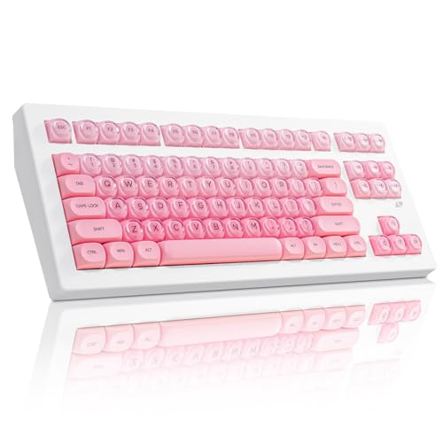 Image of ZORNHER CG870 Foundation Mechanical Keyboard,80% Pink Creamy Keyboard Wireless,Cute Jelly MOA Profile Keycaps,Creamy Sounding Linear Switches,Hot-Swappable,RGB Backlit