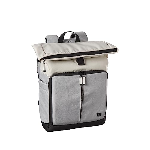WILSON Lifestyle Foldover Tennis Backpack - Grey/Blue, Holds up to 2 Rackets