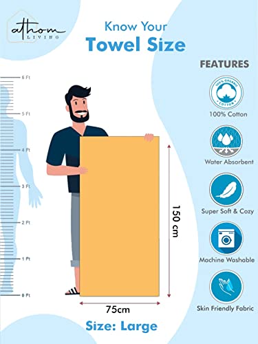 Athom Living Premium Cotton Light Weight Quick-Dry High Absorbent Cotton Bath Towel Purple Checks, 75x150 Cm (Pack of 1)