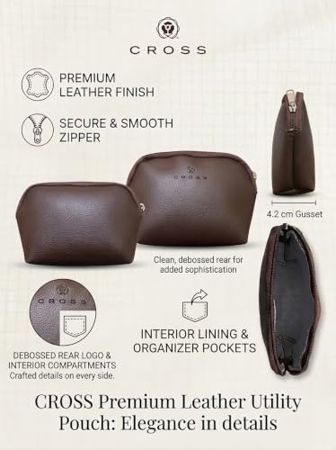 Image of Cross Leal Pouch | Premium Brown Textured Accessory Case & Coin Purse