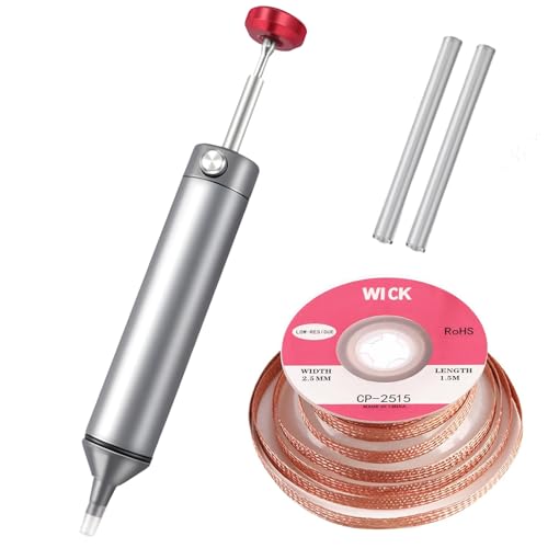 Solder Sucker Portable Desoldering Gun Pump with High Temperature Resistant Silicone Nozzle