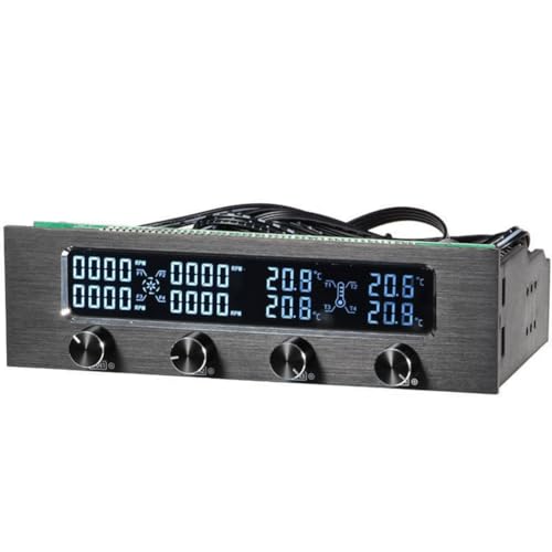 Fegtrtyoa Controlador de Ventilador de CPU Multifuncional de 4 Canales con Panel Frontal y Pantalla LCD para Computadora de Escritorio.