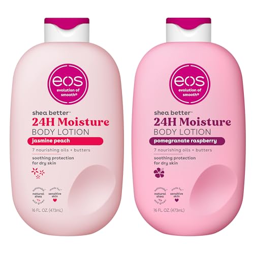 eos Shea Better Body Lotion Set- Jasmine Peach & Pomegranate Raspberry, 16 fl oz, 2-Pack