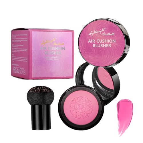 Moxeupon Maquillaje Rubor,Colorete Facial Con Espejo Incorporado - Realzador Natural Con Aplicador Tipo Champiñón Para Principiantes Y Viajes