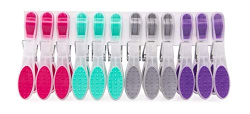 Prendedor Plástico Emborrachado, EsfreBom, Multicor, 12 Unidades