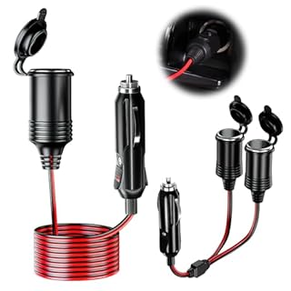 2 pezzi 4M Prolunga accendisigari, 12V-24V Cavo di Prolunga per Accendisigari Auto Auto Adattatore Presa Accendisigari con Copertura Impermeabile per SUV Caravan Camper Frigo Aspirapolvere per car