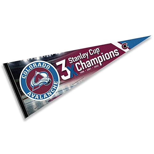 WinCraft Colorado Avalanche 3 Time Cup Champions Pennant Banner Flag