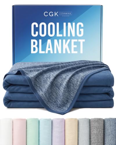 Image of Cooling Blanket for Hot Sleepers - Cold Blanket King /Cal King Size - Double-Sided, Ultra Cool for Summer, Night Sweats & All Seasons - Soft, Lightweight & Breathable for Bed or Couch - Navy, 50 inch x 60 inch