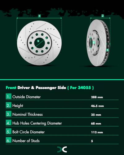 Image of SCITOO Front Brake Rotors 2x Drilled & Slotted Brakes Rotor:34055