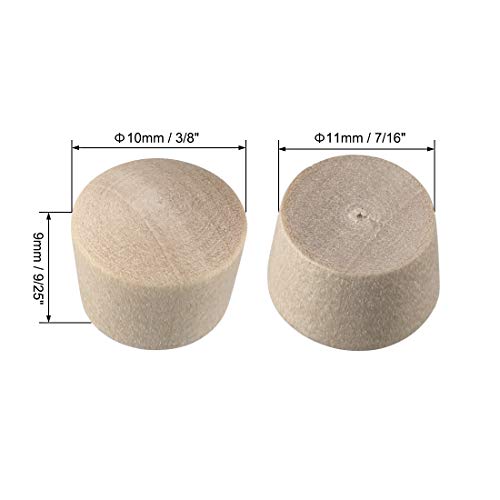 Image of uxcell Wood Button Top Plugs 3 /8 Inch Cherry Hardwood Furniture Plugs 9 /25 Inch Height 50 Pcs