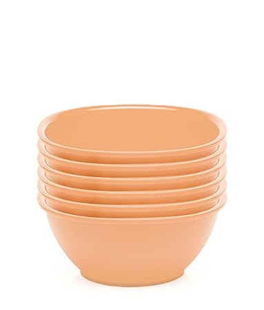 HOMETALES Plastic Katori/Bowl Set 400ml Each (Pack of 6) - Beige Colour