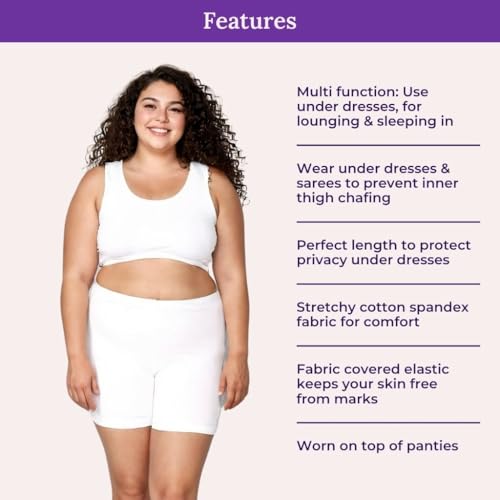 Image of Adira | Under Dress Shots for Women | Plus Size Women Tights Shorts | Soft & Comfy, Knitted Stretchy Fabric | Shorts for Dress | Women Inner Shorts | Plus Size | Pack of 2