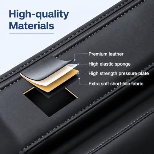 Image of Car Seat Gap Filler Organizer for Car, SUV & Truck | Premium Leather Seat Gap Storage Box | Prevents Phone, Keys & Coins from Falling | Universal Fit 0.2-1.2 Inch Gap | Black, 1 Pack