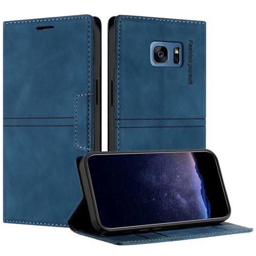 TOUCASA Funda Tipo Cartera para Samsung Galaxy S7 Edge, Cuero Flip Folio Carcasa, Funda con con Soporte Plegable magnética incorporada para Samsung S7 Edge (Azul)