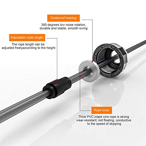 DECDEAL Corda de salto livre de rolamento em ângulo T Corda de fio de aço de exercício de salto ajus