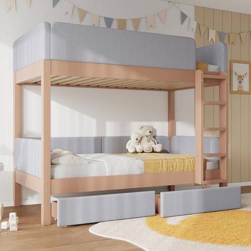 Merax Etagenbett Hochbett 90x200cm, Kinderbett mit Absturzsicheru...