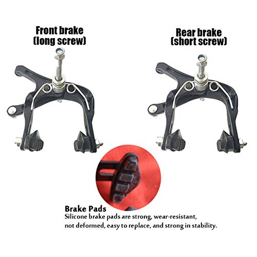 KINDOYO Universal Bike Brakes - Aluminium Alloy Bike Brake Parts Dual-Pivot Bicycle Front Rear Brakes Brake Calipers Set for Most Bicycle, Black(Rear) - Thumbnail 2