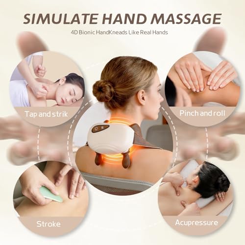 QIUSZS Neck Massager Neck and Shoulder Massager with Heat, Cordless 4D Deep Kneading Shiatsu Massage for Muscle Relaxation and Comfor Luxury Wellness Gifts for Women Mom Teacher — view 5