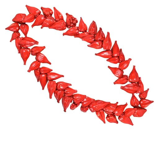 lulucrafded Handmade Samoan Ula Fala Necklace - Natural Material Cultural Beach Necklace for Women & Men, Hawaiian Festival Gift, Red Ceremonial Jewelry