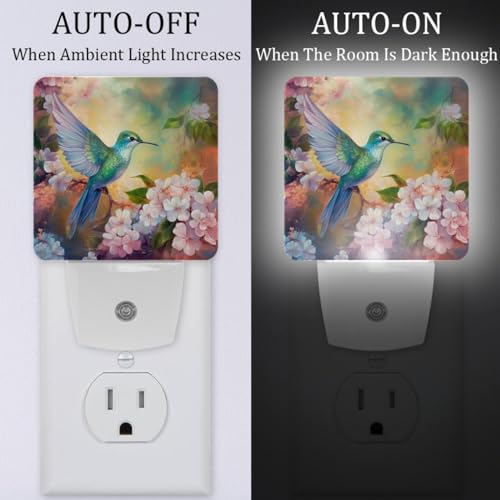 Night Lights Plug Into Wall 2 Pack, Hydrangea Hummingbirds Night miniatura 2