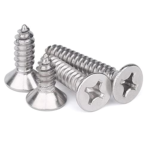 M5 x 25mm Self Tapping Screws, Phillips Flathead 304 Stainless Steel Screws, Fasteners Bolts for Plastic Wood Furniture and Drywall 50 Pcs - Image 4