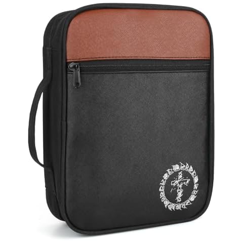 CDBXPRG Bible Covers,Bible Carrying Book Case for Women,Protective Church Organizer Holder Bag with Handle Pockets,Christian Gift for Girls Boy and Men Brown Cover