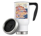 Cinque Terre Italien-Reiseposter, vakuumisoliert, Thermo-Kaffeebecher, 480 ml, Weiß
