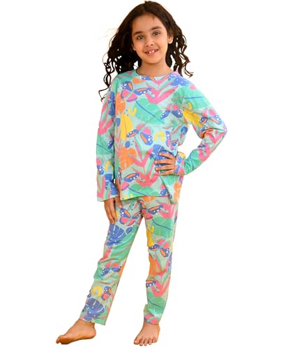 Image of Anthrilo Pure Cotton Printed Pyjama Set for Girls | Sleepwear | Night Suit, Night Wear | Long Sleeves T-Shirt & Pyjama | Regular Wear | 0-14 Years