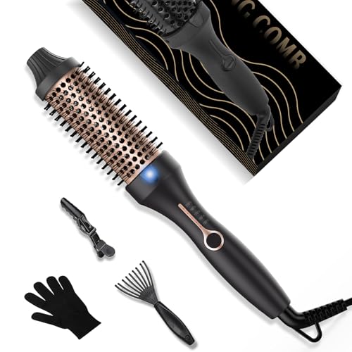 UMIGA Brosse chauffante de 38 mm - Brosse thermique ronde - 120-200 °C - Double tension - Augmente le volume des cheveux - Utilisé comme peigne, fer à...