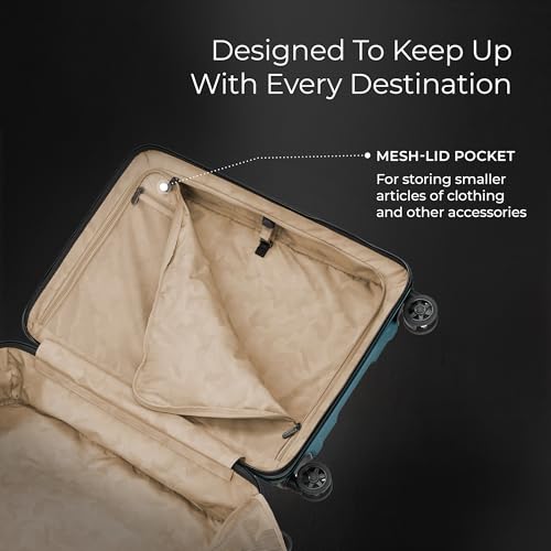 Image of Briggs & Riley 27 inch Medium Trunk Spinner - Checked Luggage for Travel, Suitcases with Wheels, Hardside Rolling Bag for Men & Women, Self-Repairing Zipper - Torq Collection, Ocean