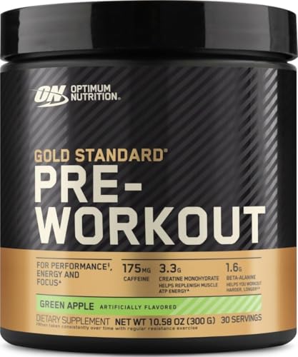 Image of Optimum Nutrition Gold Standard Pre Workout with Creatine, Beta-Alanine, and Caffeine for Energy, Flavor: Green Apple, (Packaging May Vary), 30 Servings (Pack of 6)