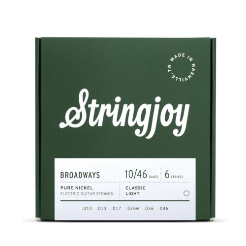 Stringjoy 10-46 Classic Light Broadways Electric Guitar Strings | Electric Guitar Strings | 6 String...