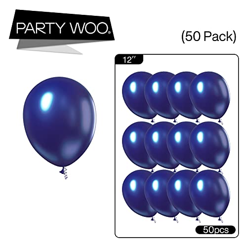 Image of PartyWoo Navy Blue Balloons 50pcs Dark Blue Latex Helium Balloons 12 Inch (Pack of 2)