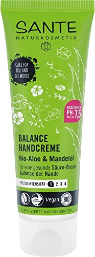 SANTE Naturkosmetik Balance Handcreme, Gesunde Säure-Basen-Balance der Hände, Vegan, Mit Bio-Aloe & Mandelöl, 4x75ml Multipack
